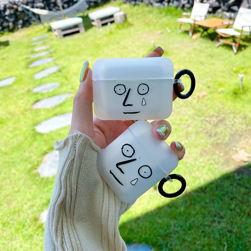 

Милый мультяшный чехол с слезотонущим лицом для Airpods 1 2 3 pro, чехол с мультяшным рисунком для наушников Airpod, чехол для наушников с брелоком