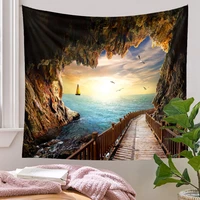 landscape of cave tapestry ocean landscape printing wall tapestry beach aesthetic wall hanging room decor beach towels