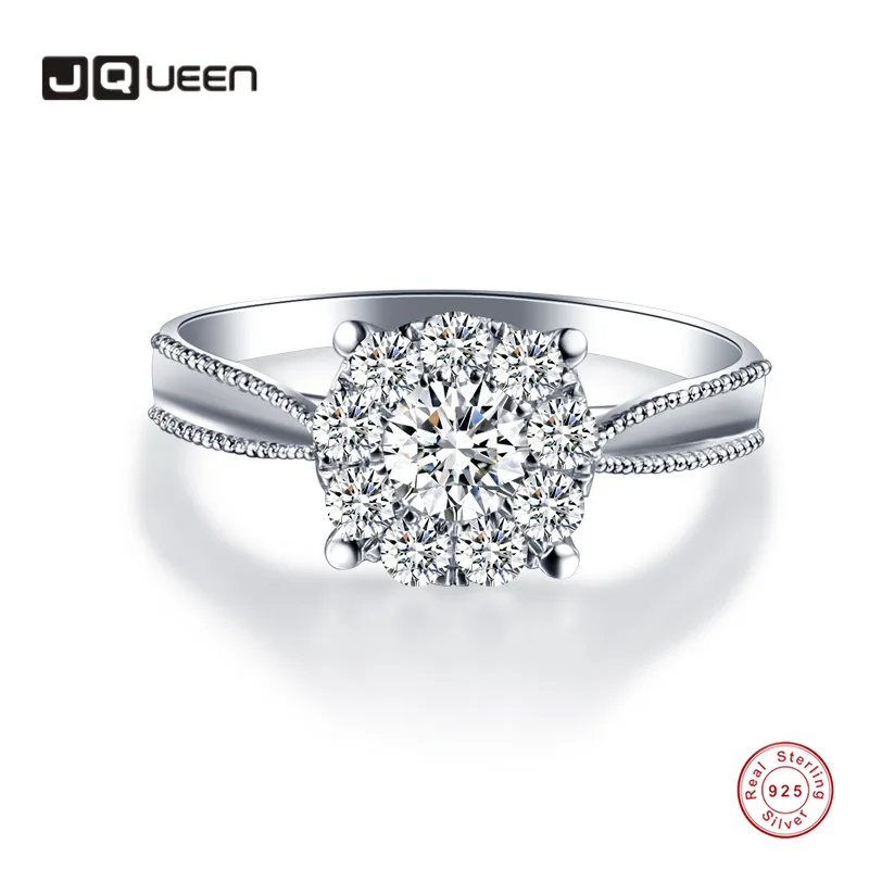 

Женское Обручальное Кольцо JQUEEN, обручальное кольцо с четырьмя зубцами, 5 А, платина с кубическим цирконием и покрытием, ювелирные изделия 925, ...