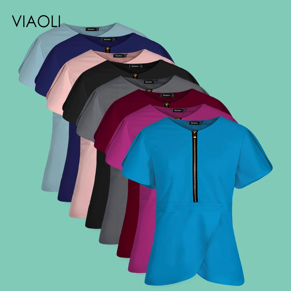 

Beauty Salon Beautician Slim Work Clothes Spa Tops Nurse T Shirt Medical Nurse Uniform Scrub Tops Lab Workwear Surgical Shirt
