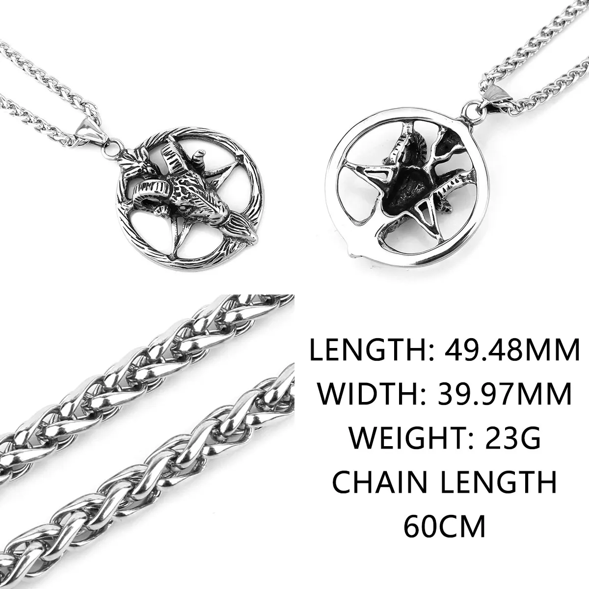 Ожерелье из нержавеющей стали с подвеской сатаны OZU Pentaagramm мужские винтажные