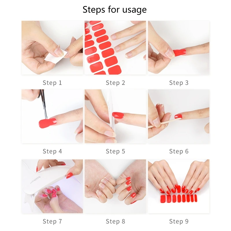 

Полукруглые гелевые наклейки для ногтей, УФ/Светодиодная лампа, требуется 20 оберток для гель-лака для ногтей, модный дизайн, гелевые наклейк...