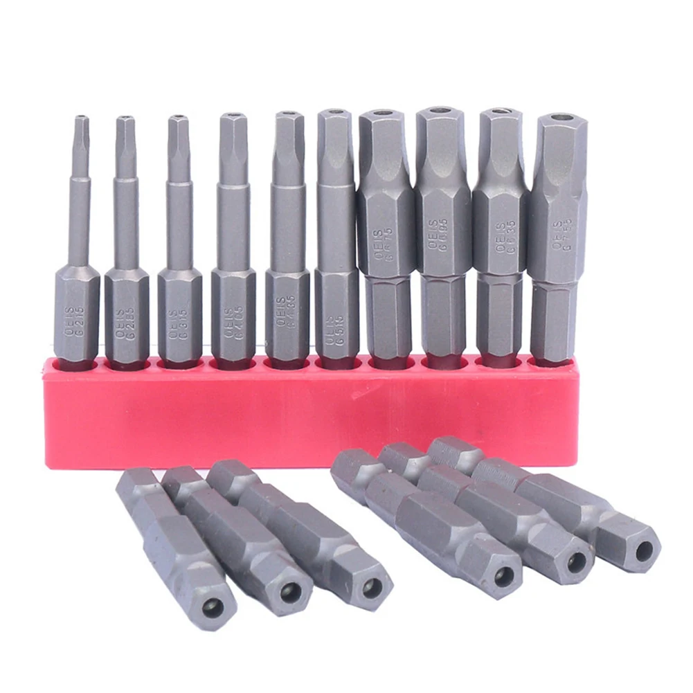 

10Pcs Pentagonal Screwdriver Bit Wit Hole 1/4'' Shank Hex 50mm Wrench Magnetic Socket Hand Electric Screwdriver Wind Drill Head