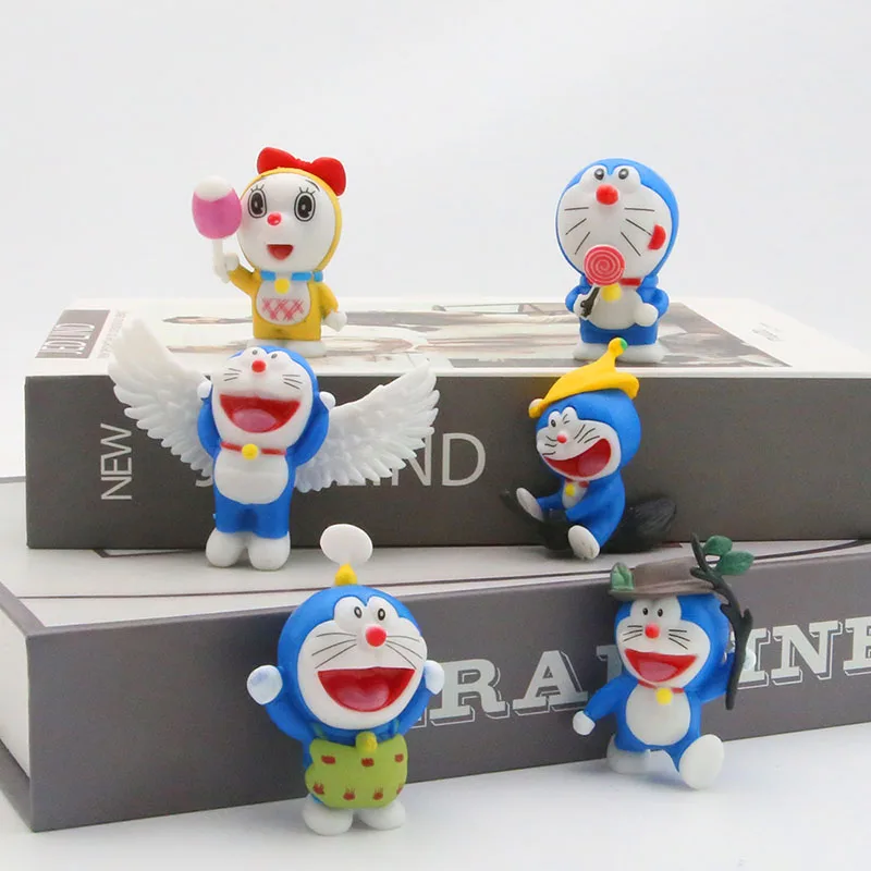 Мини кавайные фигурки Doraemon, 6 шт./комплект, милые летающие фигурки Дораэмон дорами, Классические экшн-фигурки из ПВХ, коллекционные модели, украшения для торта