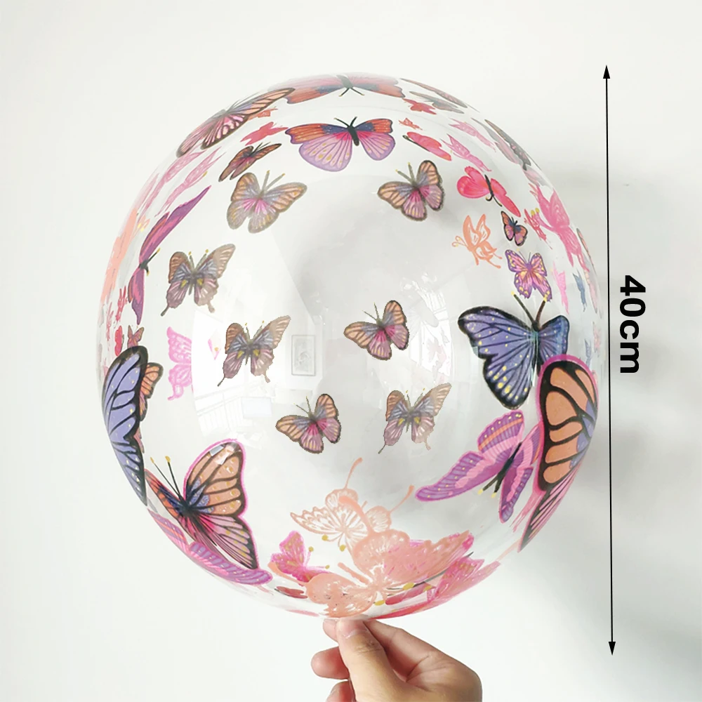 

20 Inch Butterfly Printed BoBo Balloons Happy Birthday Transparent Bubble Balloon Birthday Party Baby Shower Wedding Decorations