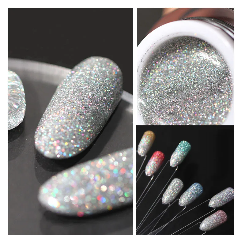 

Laser Kaleidoscope Gel Nail Polish Supper Flash Reflective Symphony Diamond Broken Soak Off Nail Gel Polish