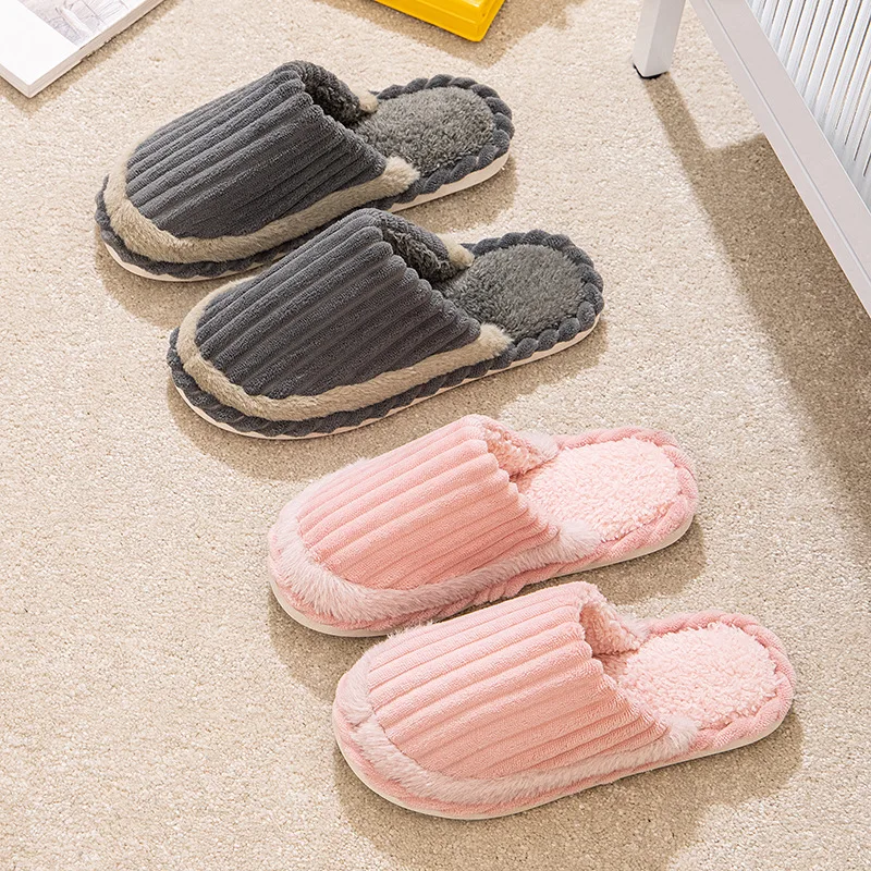 Men's Slippers Women's Home Cotton Slippers Shoes Autumn and Winter Men's and Women's Warm Cotton Slippers Couple Home Fluffy Sl