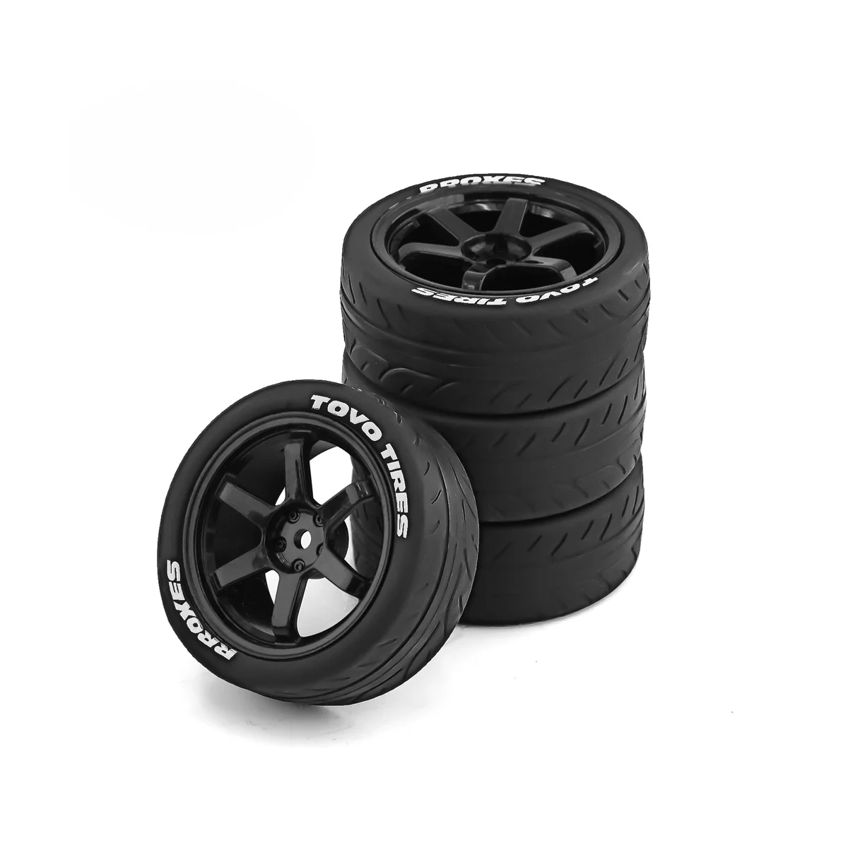 

4PCS 1/10 RC Racing Car Tires on Road Touring Drift Car Tyre Wheel for Tamiya TT01 TT02 TA06 XV-01 PTG-2, Black
