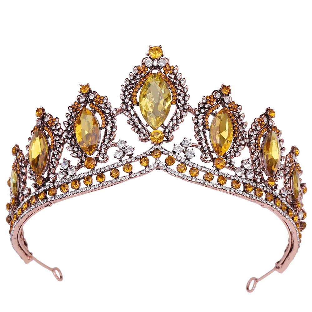

Crystal Bridal Tiaras Royal Queen Big Crowns Women Pageant Diadem Jewelry Rhinestone Wedding Hair Accessories