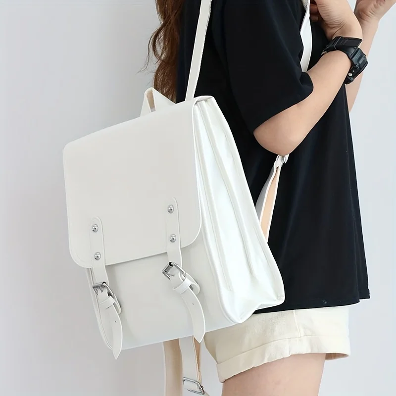 Однотонный рюкзак нишевого дизайна универсальный с откидной крышкой