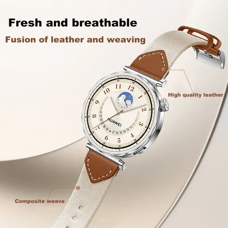 Кожаный нейлоновый ремешок 18 мм для Huawei Watch GT5/4 41 GT5 Pro 42 Браслет -качества Gramin Forerunner