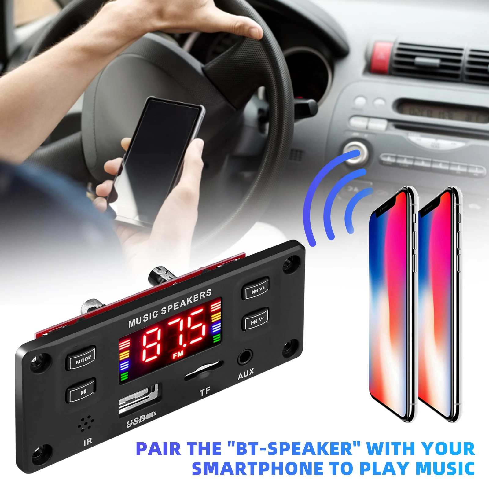 60 Вт усилитель 12 в 22 MP3 декодер плата Bluetooth 5 0 2*30 плеер USB модуль записи FM AUX радио