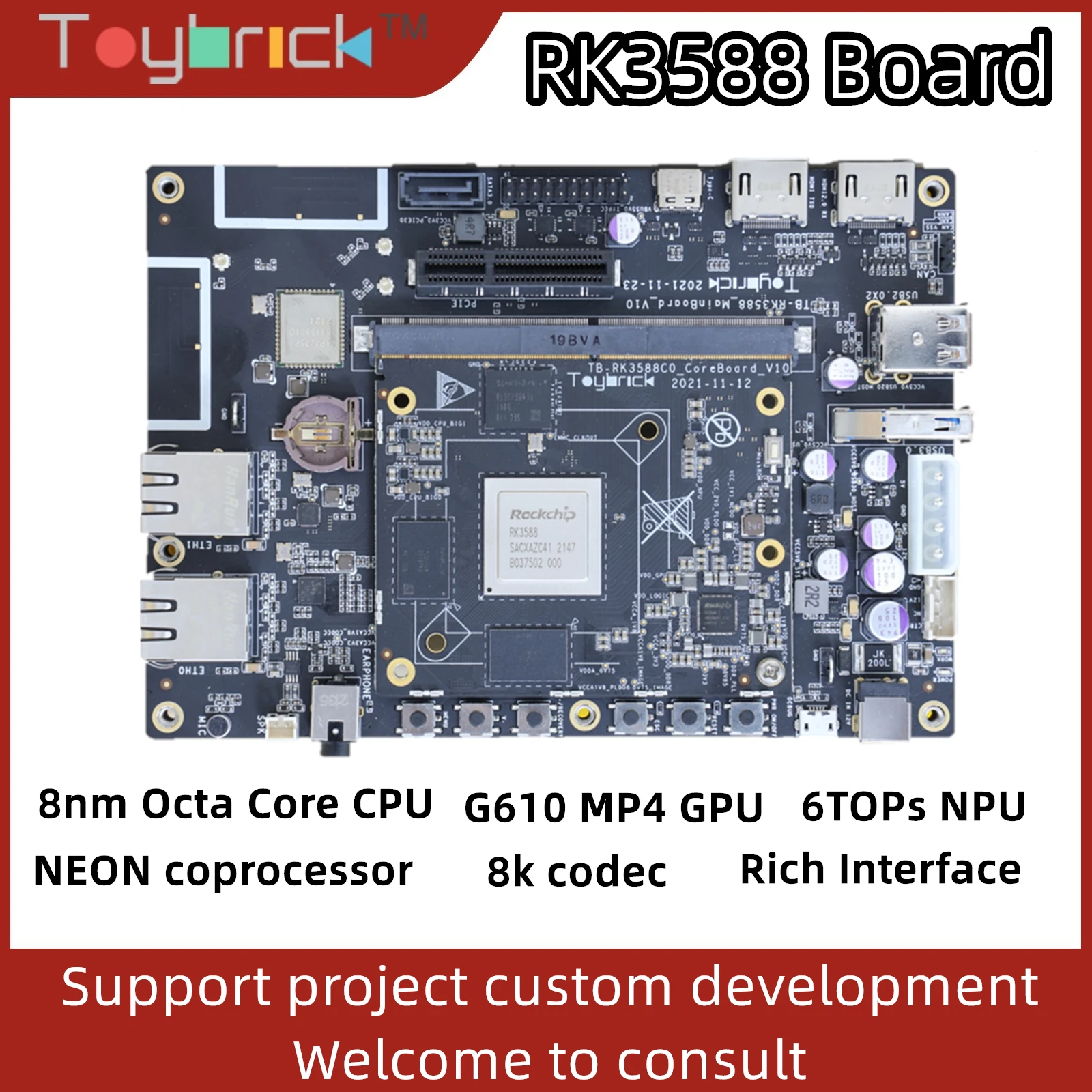 Toybrick TB RK3588X комплект макетной платы Rockchip 8 нм Восьмиядерный Android/Linux 6 топов Npu 8k