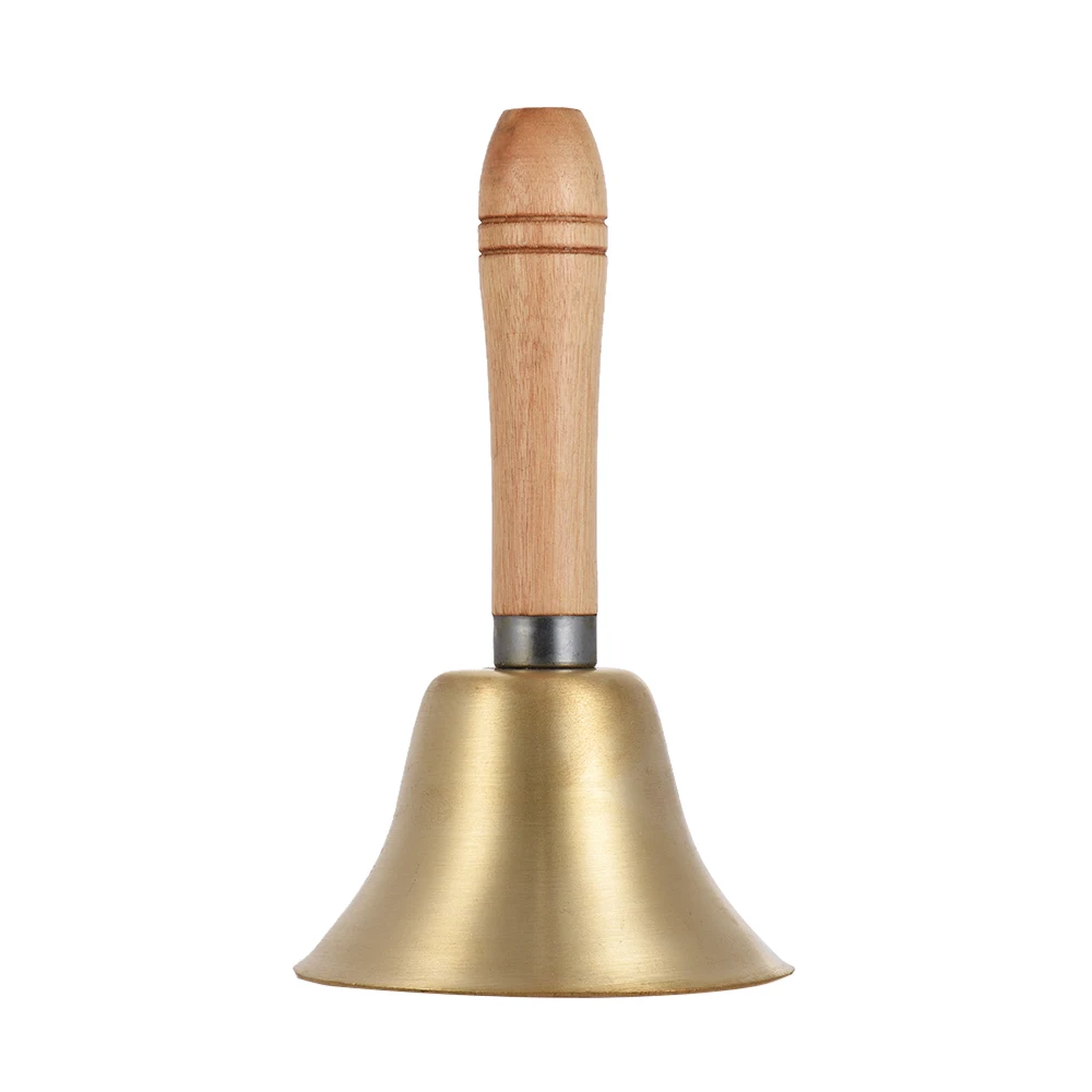 Handbell Desk Ringbell Brass Hand Bell Loud Call Bell With Wooden Handle for Wedding Festival Jingle Bell Decoration Hotel Serci