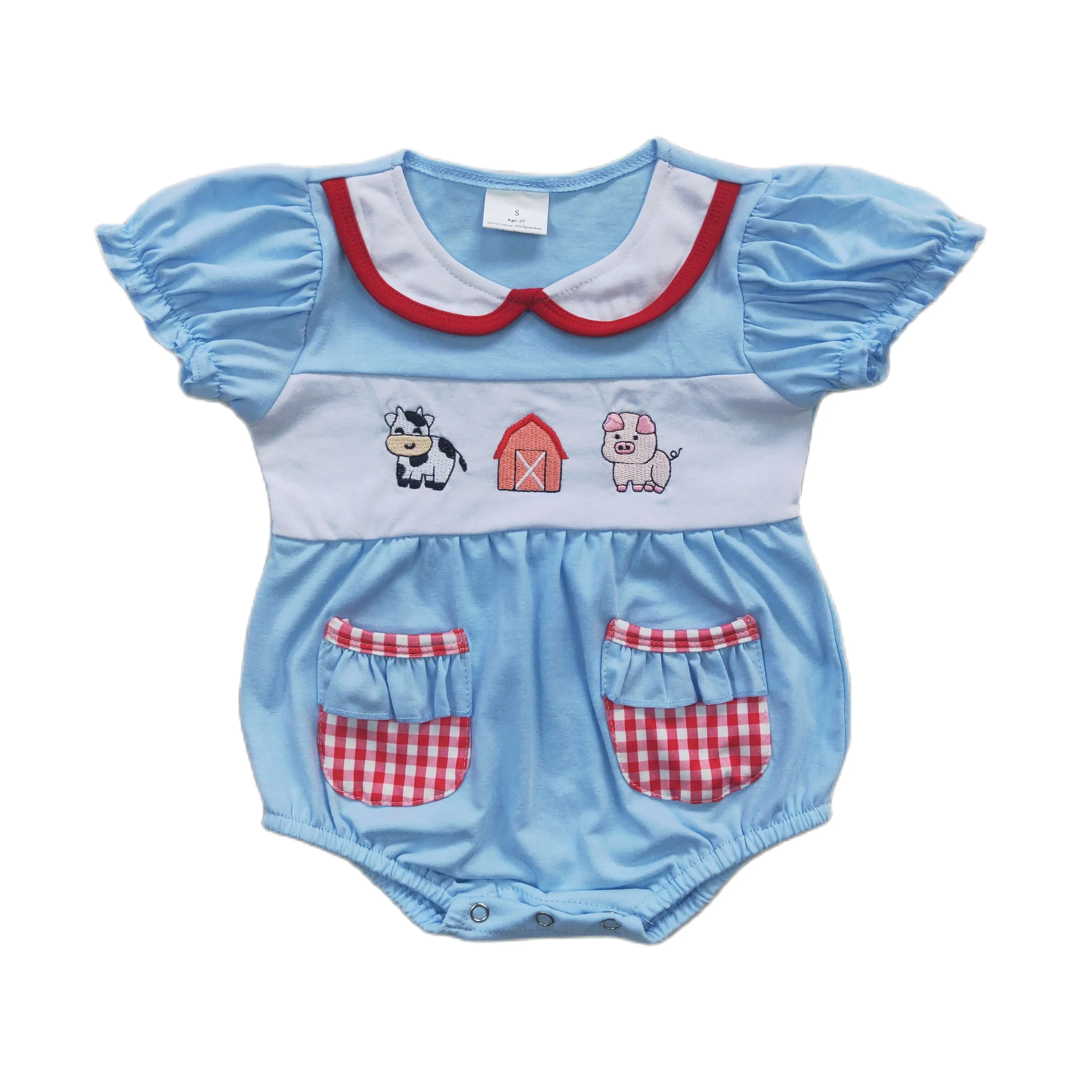 

Bodysuits For Infants Girls Newborn Baby Summer Clothes Shorts Sleeve Cartoon Embroidery Jumpsuit One-Piece Romper Outerwear