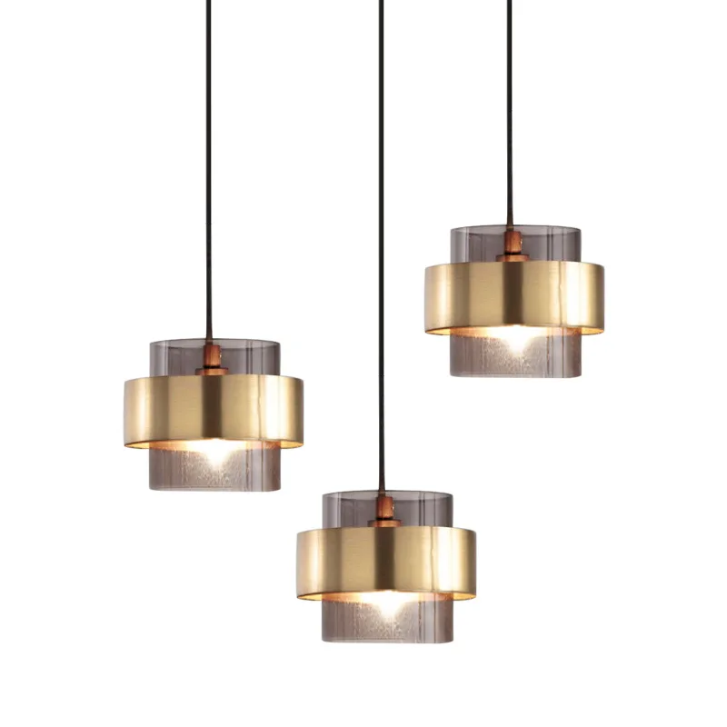 

Nordic Modern Glass Pendant Lamps Restaurant Bar Cafe Chandelier Lights Creative Gold Wrought Iron Hanging Lighting Indoor LED