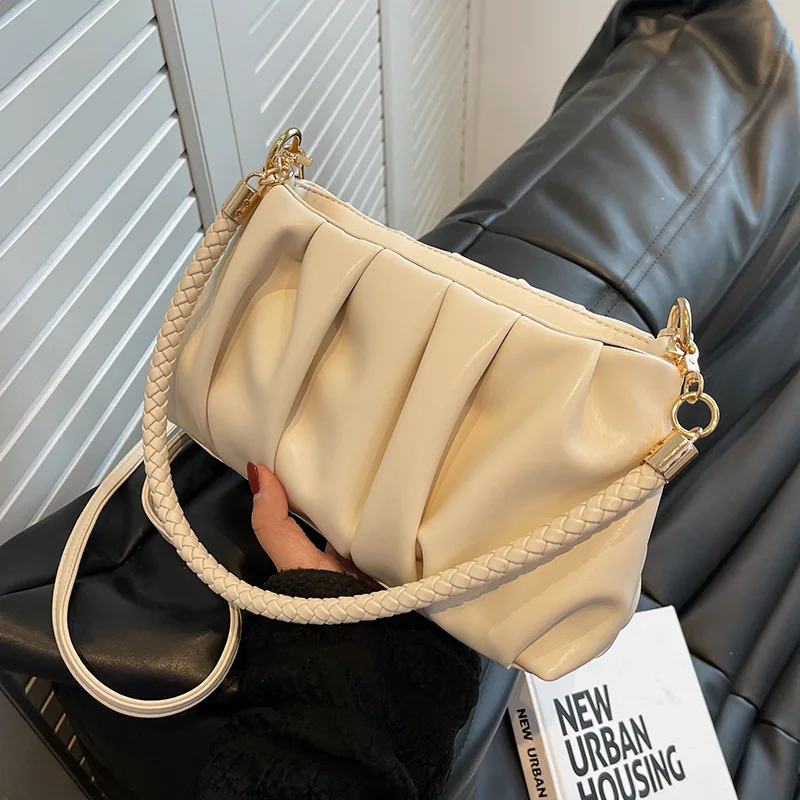 

Pleats Handbags for Women Pu Leather Shoulder Crossbody Bags Underarm Female Bag Clouds Luxury Designer Women's 2022 Trend Woman