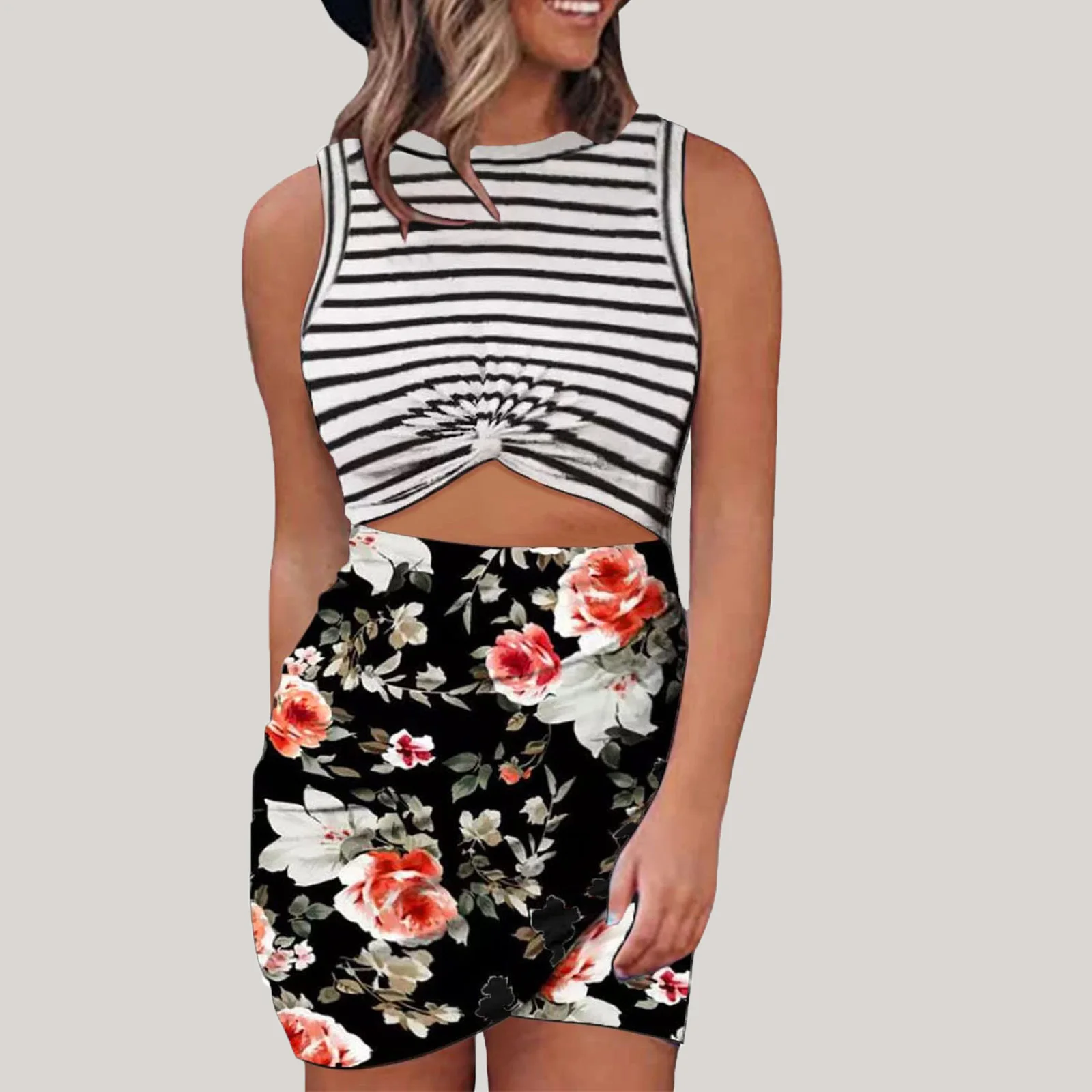 

Летнее женское платье без рукавов, соблазнительное комбинированное платье, плиссированное облегающее элегантное облегающее мини-платье д...