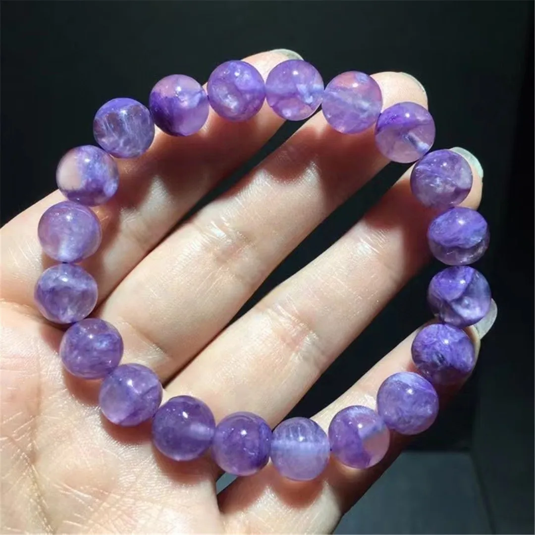 

9 мм натуральный фиолетовый браслет Charoite ювелирные изделия для женщин мужчин Любовь Исцеление подарок хрустальные круглые бусины каменные ...