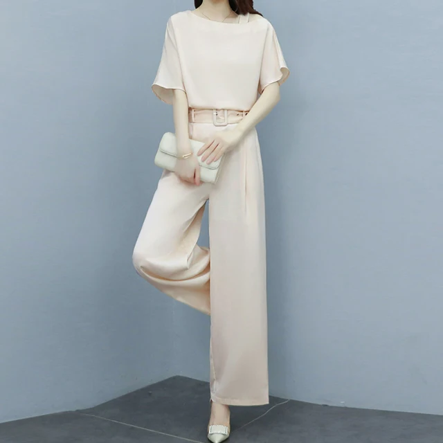 

중년 여름 정장 와이드 밴드 쉬폰 투피스 세트 00204