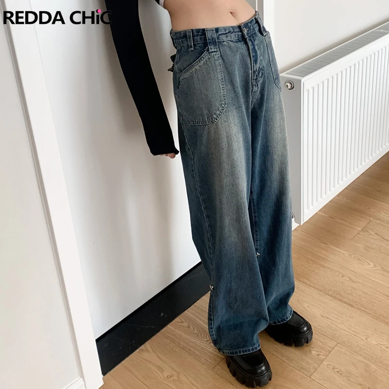 

Брюки-карго ReddaChic Y2k женские, винтажные, синие