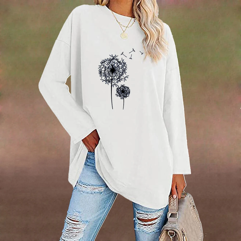 

Женский однотонный пуловер с длинным рукавом и круглым вырезом