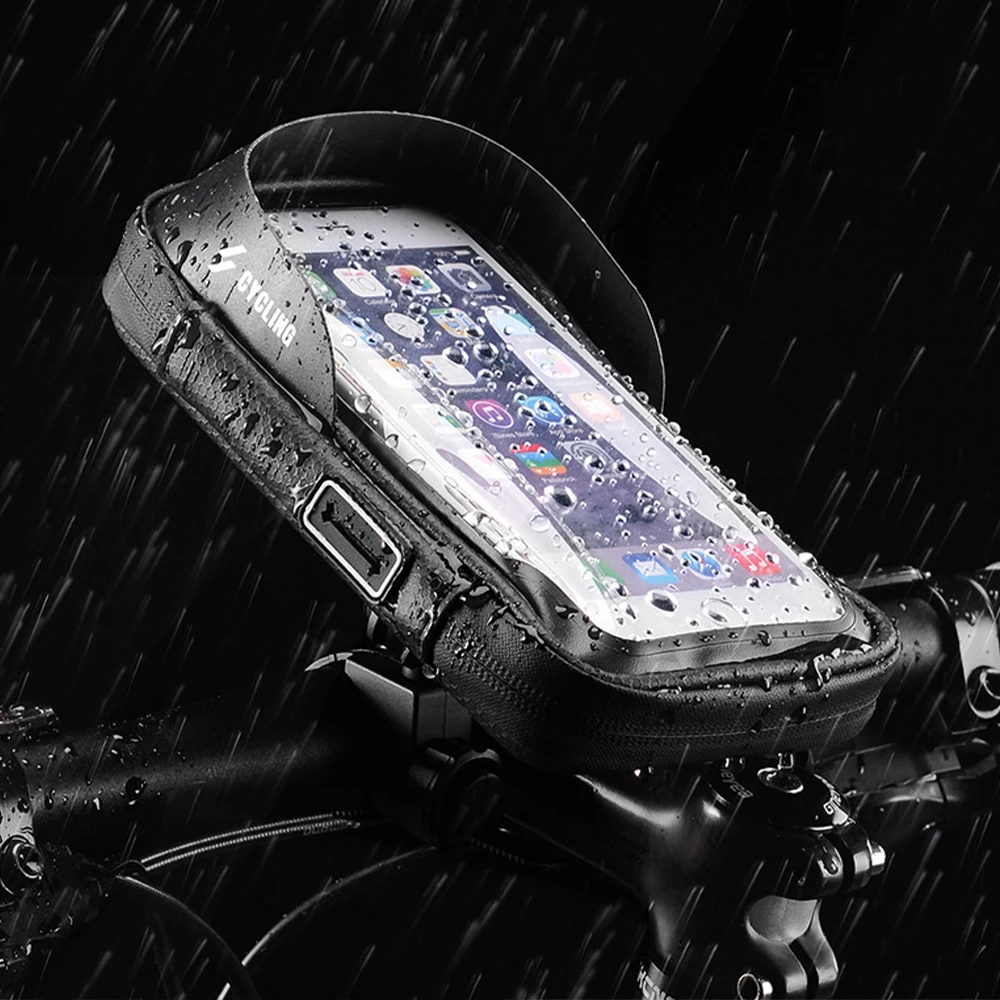 

MTB Road Bike E-Bike Handlebar Stand Phone Bag Anti Shake Waterproof ABS Mount Holder EVA Fit 6 Inch Moblie Phone Bicycle Part