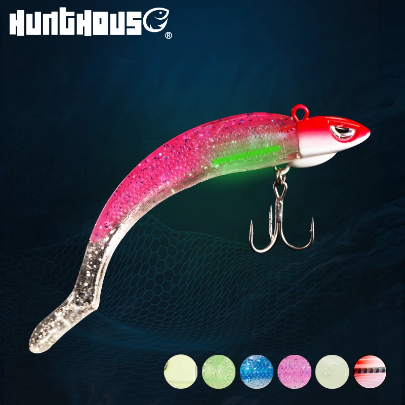 

Hunthouse Fishing Black Minnow Lure 120mm Soft Bait Jig Head 21.8g Leurre Jigging Hard Swimbait Silicone For bass Pike Zander