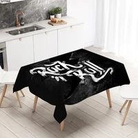 3d printed rock n roll rectangular wedding party decoration coffee table set waterproof kitchen tablecloth v220517