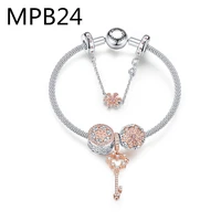 mpb3 customized sterling silver fashion simple maple leaves pendant bracelet bead chain charm bracelet for women jewelry