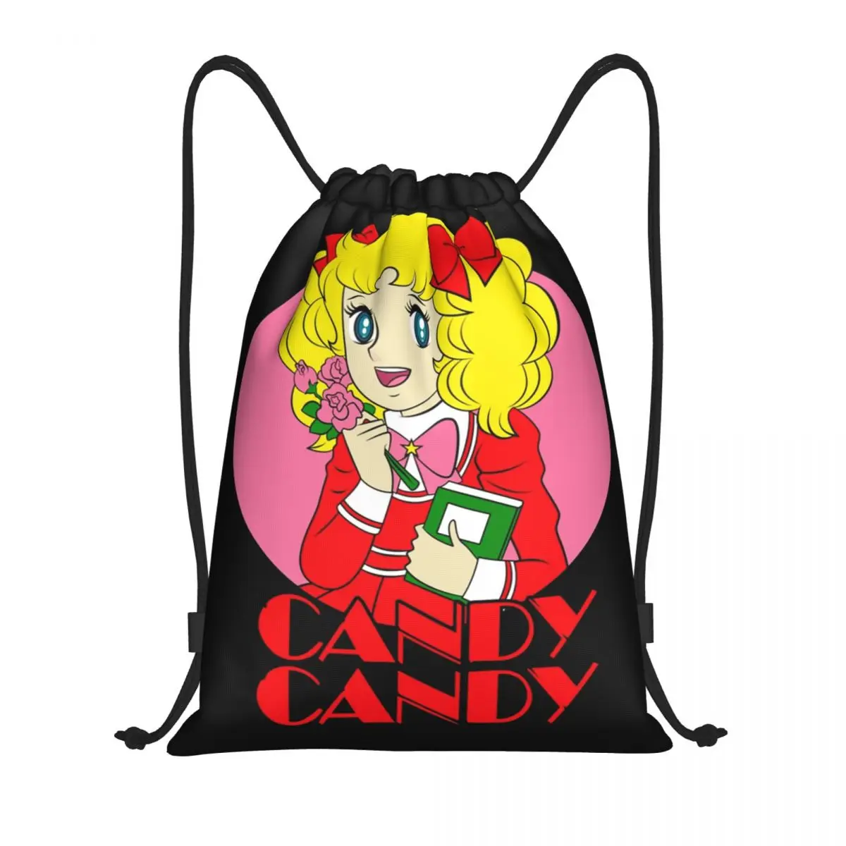 Candy Candy Drawstring Backpack Women Men Gym Sport Sackpack Foldable Anime Japan Shopping Bag Sack