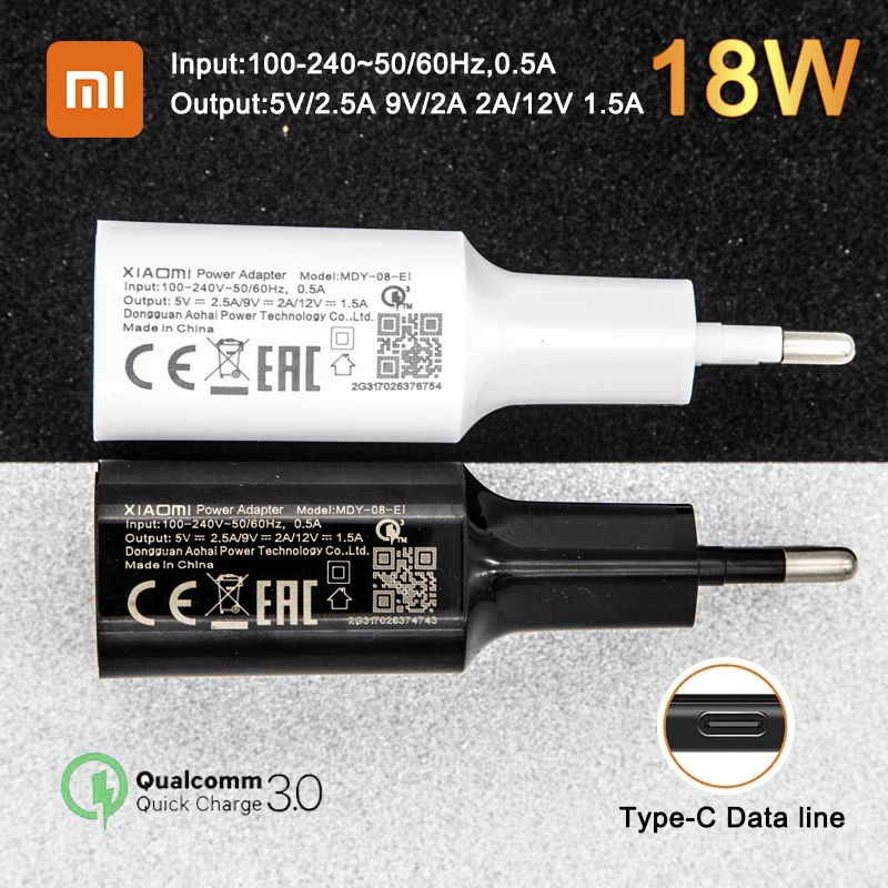 

Original XIAOMI QC3.0 Fast EU Wall Charger Quick Charge for Xiaomi Mi 9 8 SE 9T 6 5 A1 A2 A3 F1 MIX Redmi Note 7 8 K20 K30 Pro