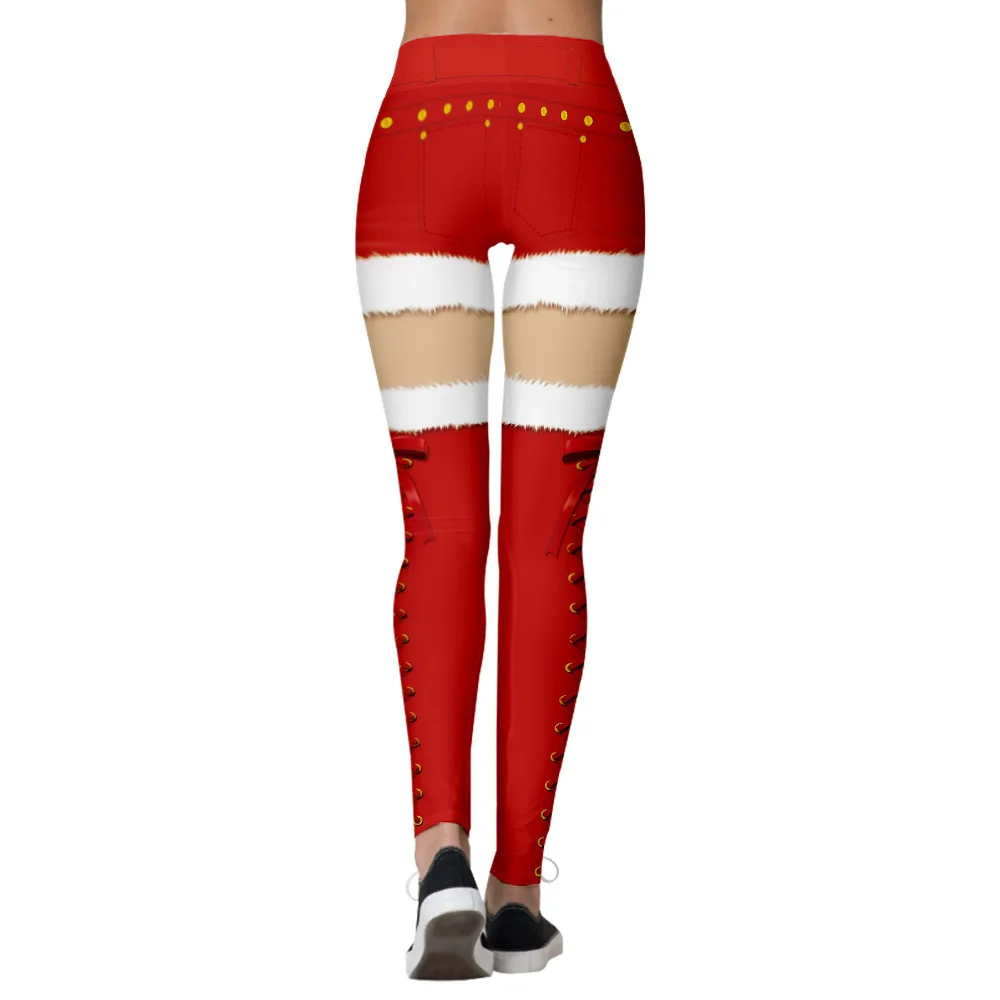 Fitness High Elastic Tights Training Christmas Stockings Printing Sports Ladies Leggings Hip Lift Slim Yoga Pants women clothing
