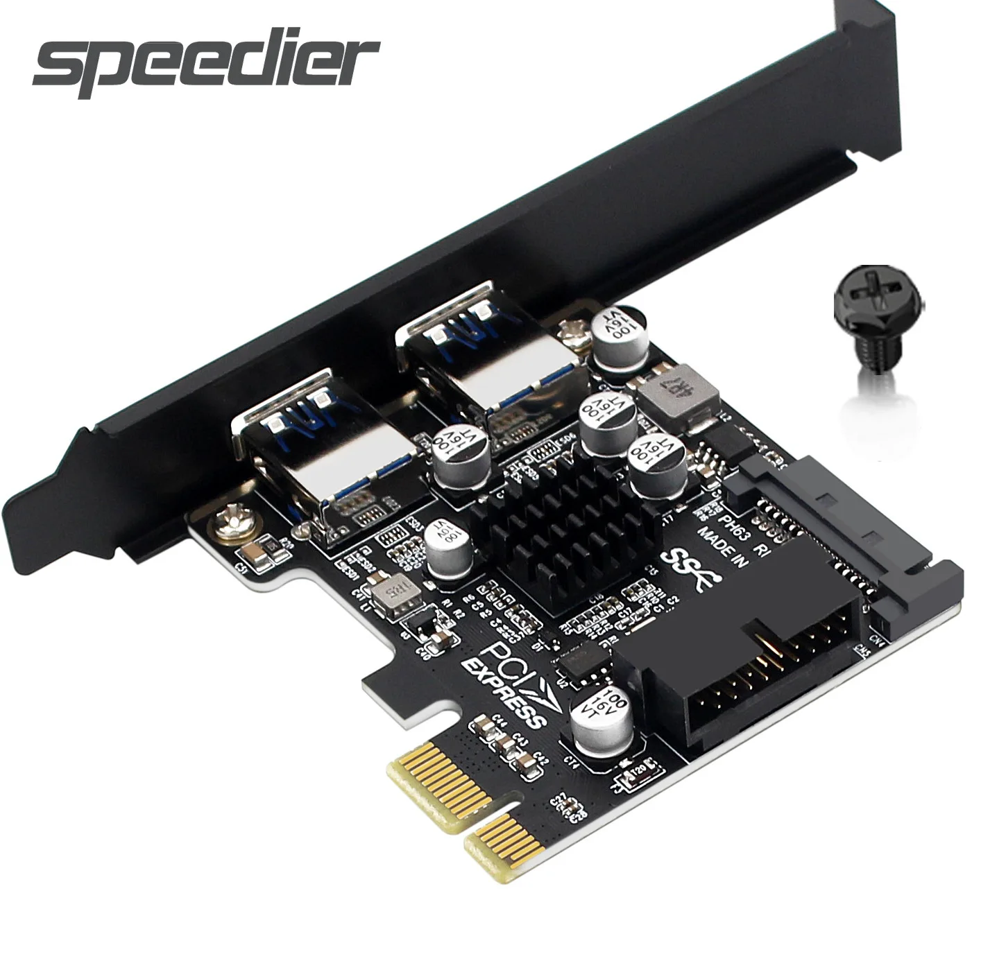 

Плата расширения PCI-E x1 x4 x8 x16 USB 3,0, 4 порта USB 19/20