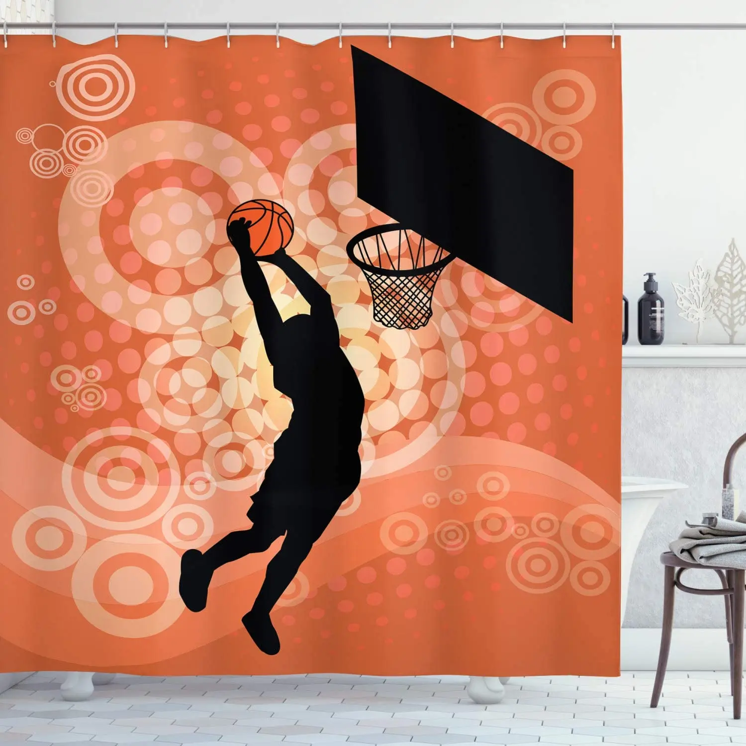 Баскетбольная занавеска для душа баскетбольный игрок силуэт соревнование