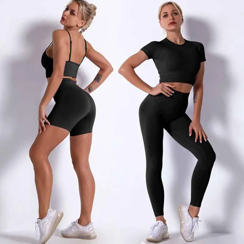 

Women Yoga Set Sports Shorts High Waist Gym Leggings Bra Running Sportswear Workout Clothes Women Tracksuits Work Out Clothing