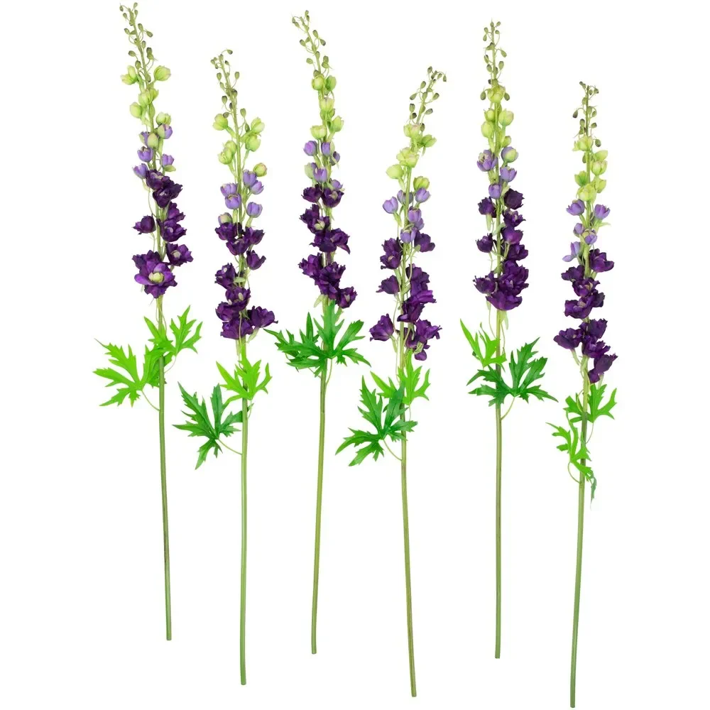 

Set of 6 Purple Delphinium Artificial Floral Stems 40"