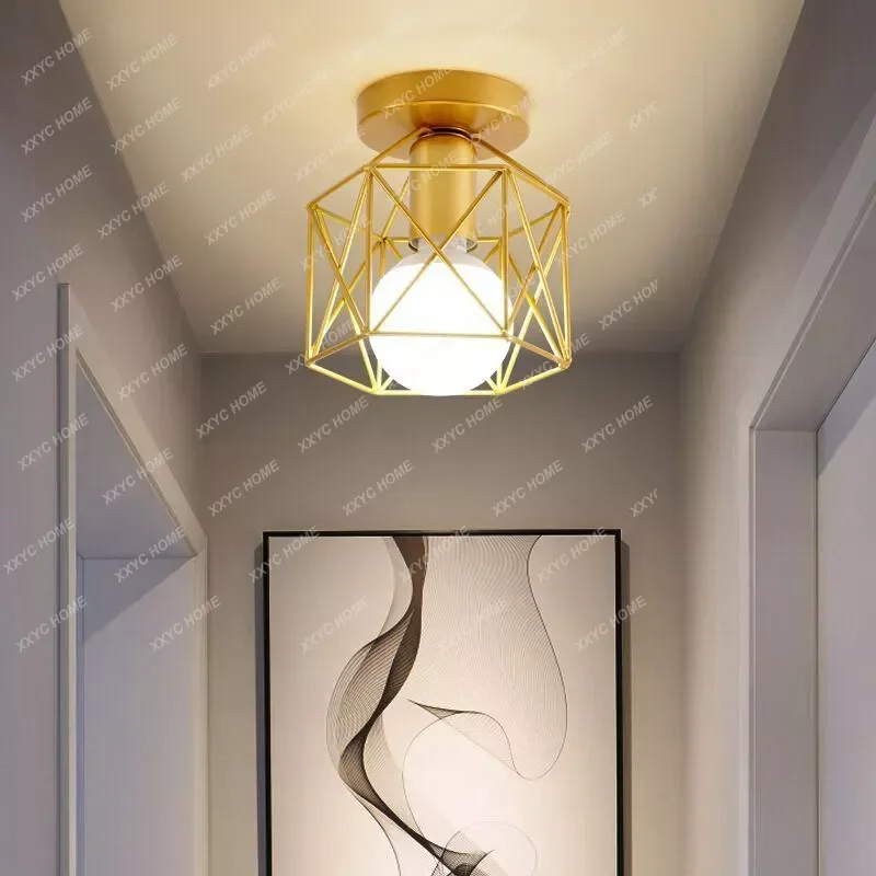 

Retro LED Ceiling Lamp Cozy Decor for Bedroom E27 Vintage Ceiling Lights Fixture Metal Cage for Porch Aisle Corridor 110-220V