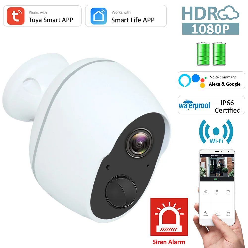 Беспроводная IP-камера Tuya Smart Life 5200 мАч IP65 Wi-Fi 1080P |
