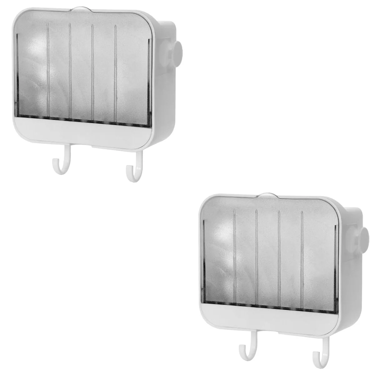 

2 pcs Wall-mounted Soap Dish Drainage Soap Box Bathroom Soap Container (White)