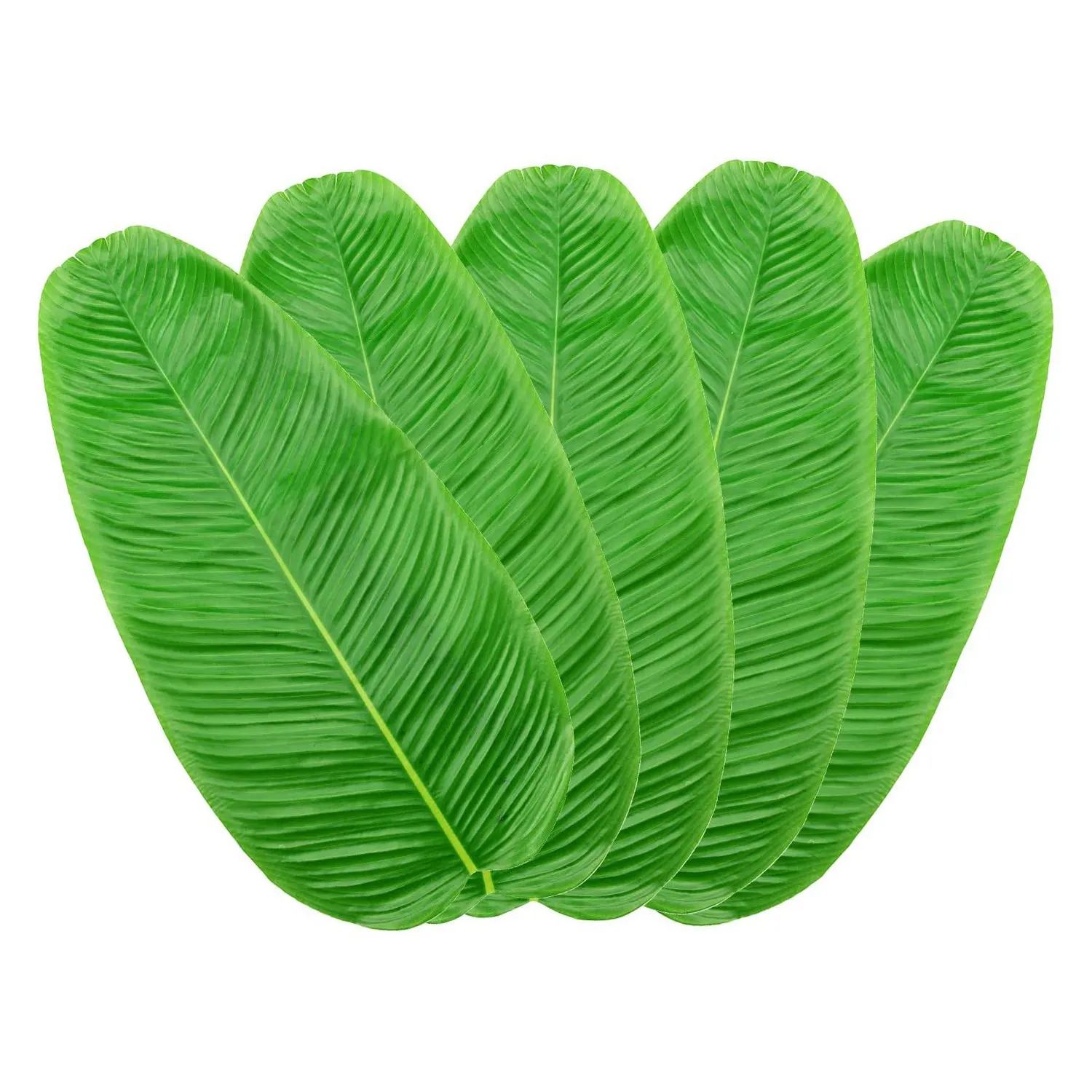 

5PCS Artificial Banana Leaves Faux Tropical Leaves for Hawaiian Luau Party Decor Table Runner Centerpiece Place Mat