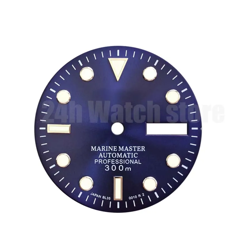 Enlarge Seik..for NH36 movement diving 300mm refitted with Japanese C3 luminous watch case blue dial no window with s logo