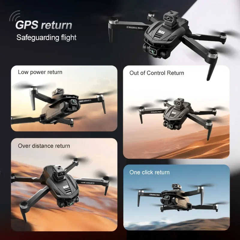 Фото Радиоуправляемый квадрокоптер V168 MAX GPS с 5G Wi-Fi FPV, 8K двойной HD-камерой, облётом препятствий на 360° и бесщёточным двигателем, с большим экраном №5