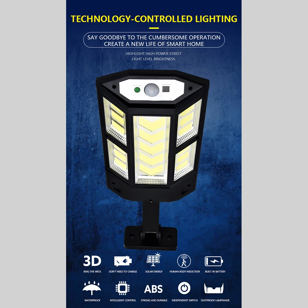 

Водонепроницаемая яркая настенная лампа на солнечной батарее, Регулируемая лампа для внутреннего двора с функцией обнаружения человеческого тела