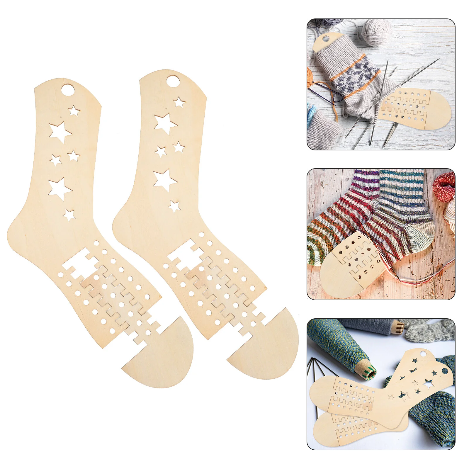 2 Pcs Props DIY Wood Sock Blockers Handmade Braiding Tool Crochet Socks Form Stocking Wooden Knitting Mold