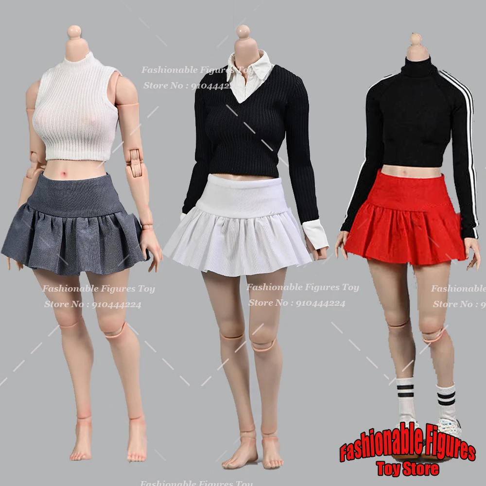 1/6 Женская однотонная плиссированная мини-юбка с высокой талией в стиле