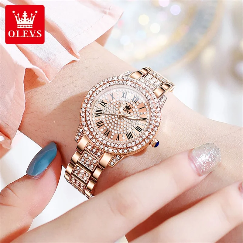 Reloj Mujer OLEVS Luxury Women Watch Top Brand Fashion Diamond Ladies Watch Steel Clock Hot zegarek damski Montre Femme New enlarge