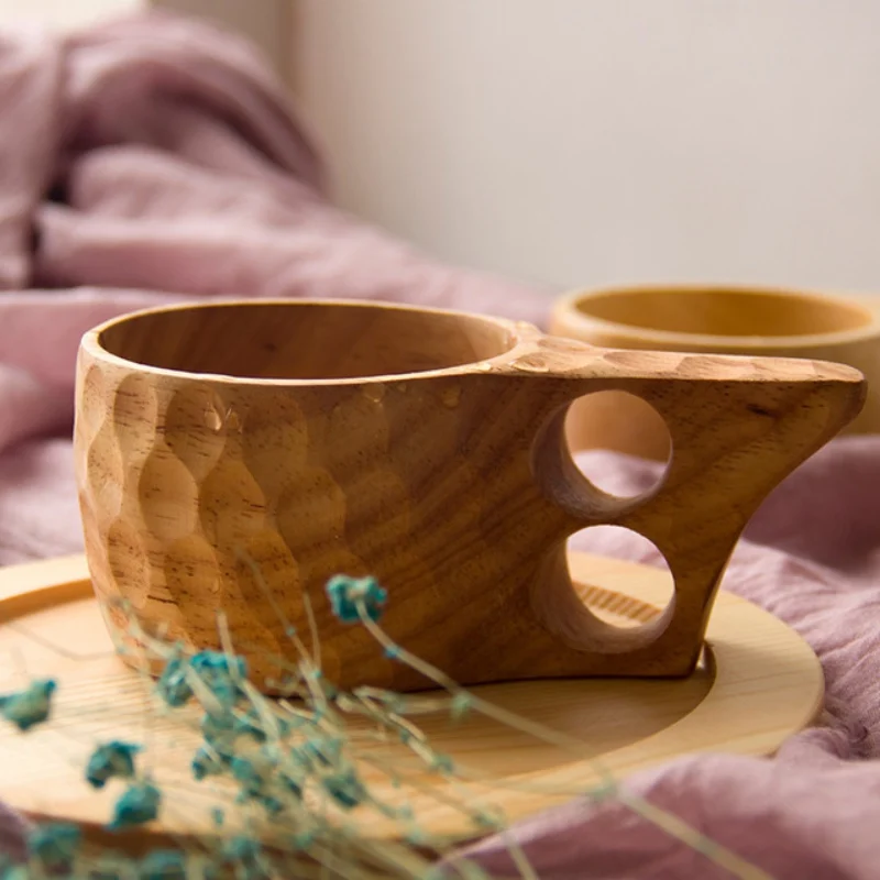 

Nordic Style 200ml Natural Wood Style Tea Mug Cup As Gift Wooden Reusable Environmental Protection Tea Water Cup
