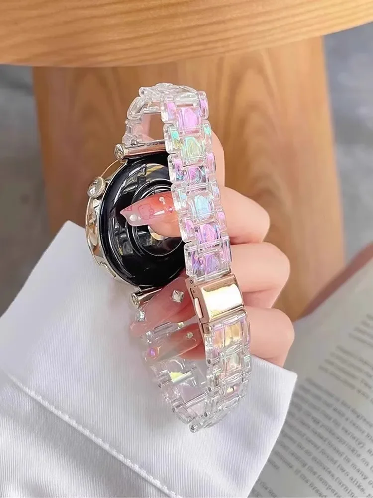 Прозрачный лазерный ремешок 20 мм 22 для Samsung Galaxy Watch 7 6 5/4 5Pro 40 44 Радужный прозрачный