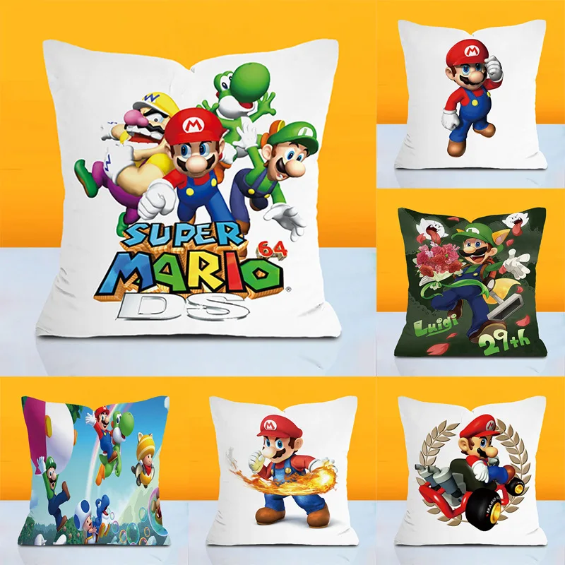 

Super Mario Bros Pillowcase Plush Home Decoration Pillow Yoshi Luigi Bowser Cartoon Game Character Cushion Kids Birthday Gifts